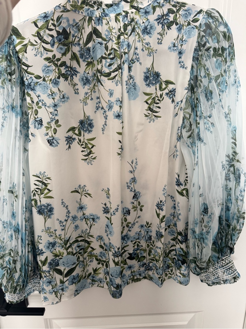 Alice + Olivia White Blouse with Blue Floral Print - Picture 2 of 3